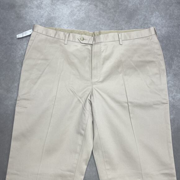 Jos A Bank Travelers Men's 40 x 33.5 Tailored Fit Chinos Light Khaki Flat Front - Picture 3 of 7